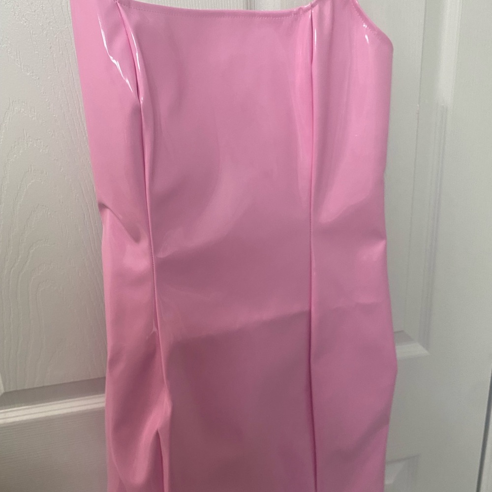 Barbie pink fitted pleather dress